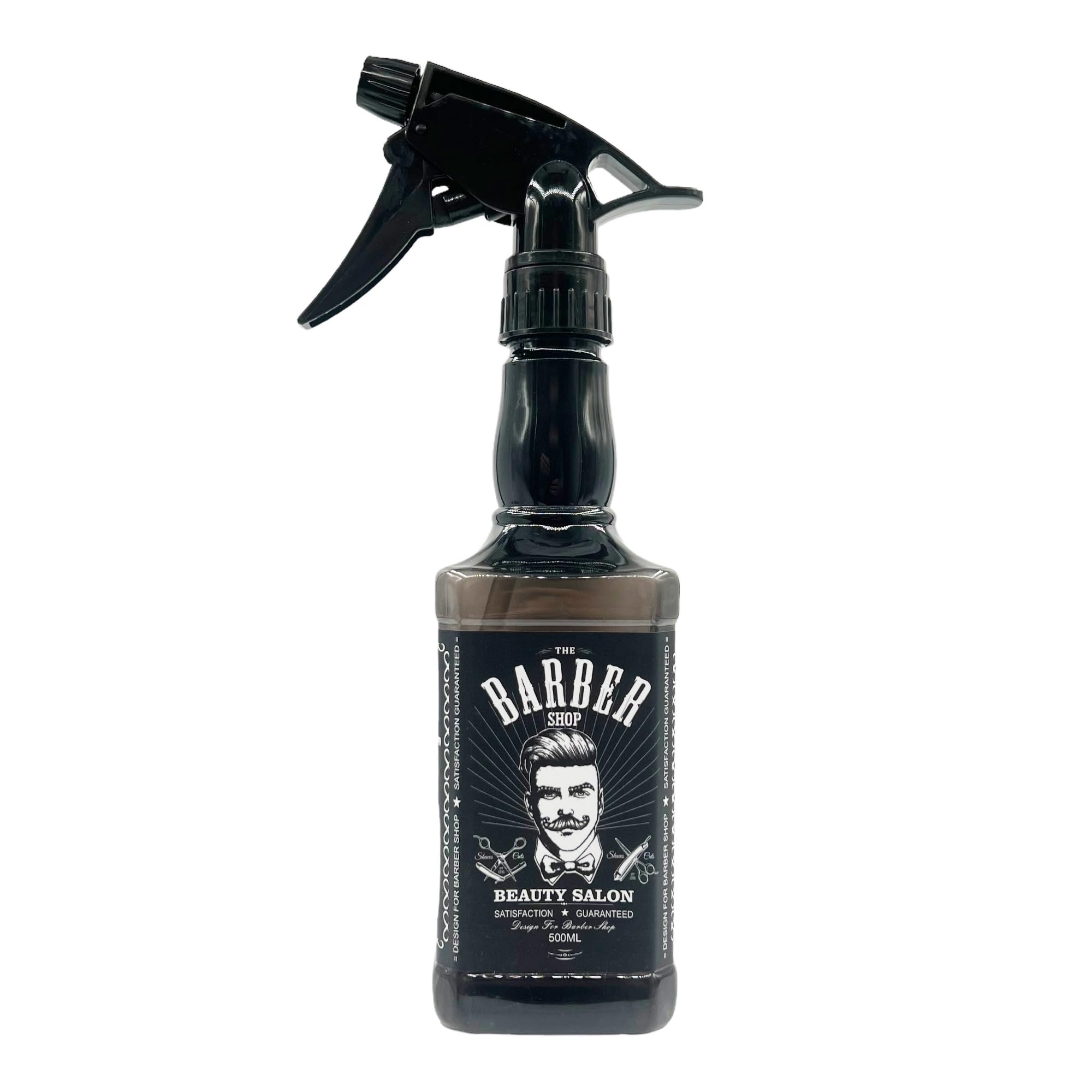 Eson Hair Water Spray Bottle 500ml, Whisky Style Spray Bottle for Hair, Mist Plant Mister, Barber Salon Hairdresser - Retro Stylish, Empty Refillable Sprayer for Cleaning (Black)