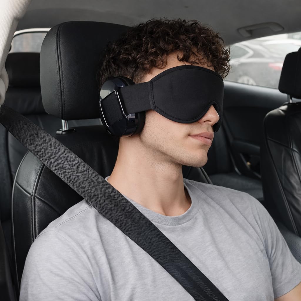 Protección auditiva para dormir+máscara 3D para dormir,Orejeras insonorizadas con cancelación de ruido+máscara para los ojos,Mejoran el sueño, auriculares con protección de ruido ajustable