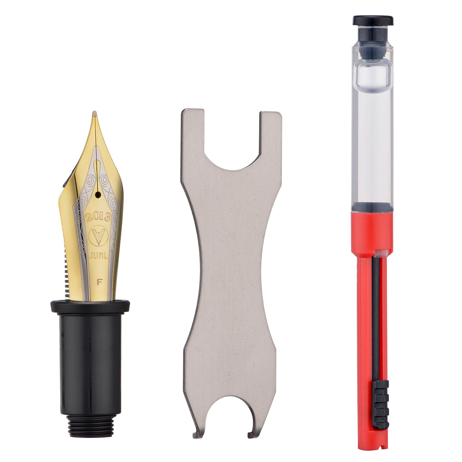 Wikult Yongsheng Junlai 930 Fine Nib Section for Replacement, Size 9 two-tone Iridirum Fine Nib with Wrench and Grease Accessory Set