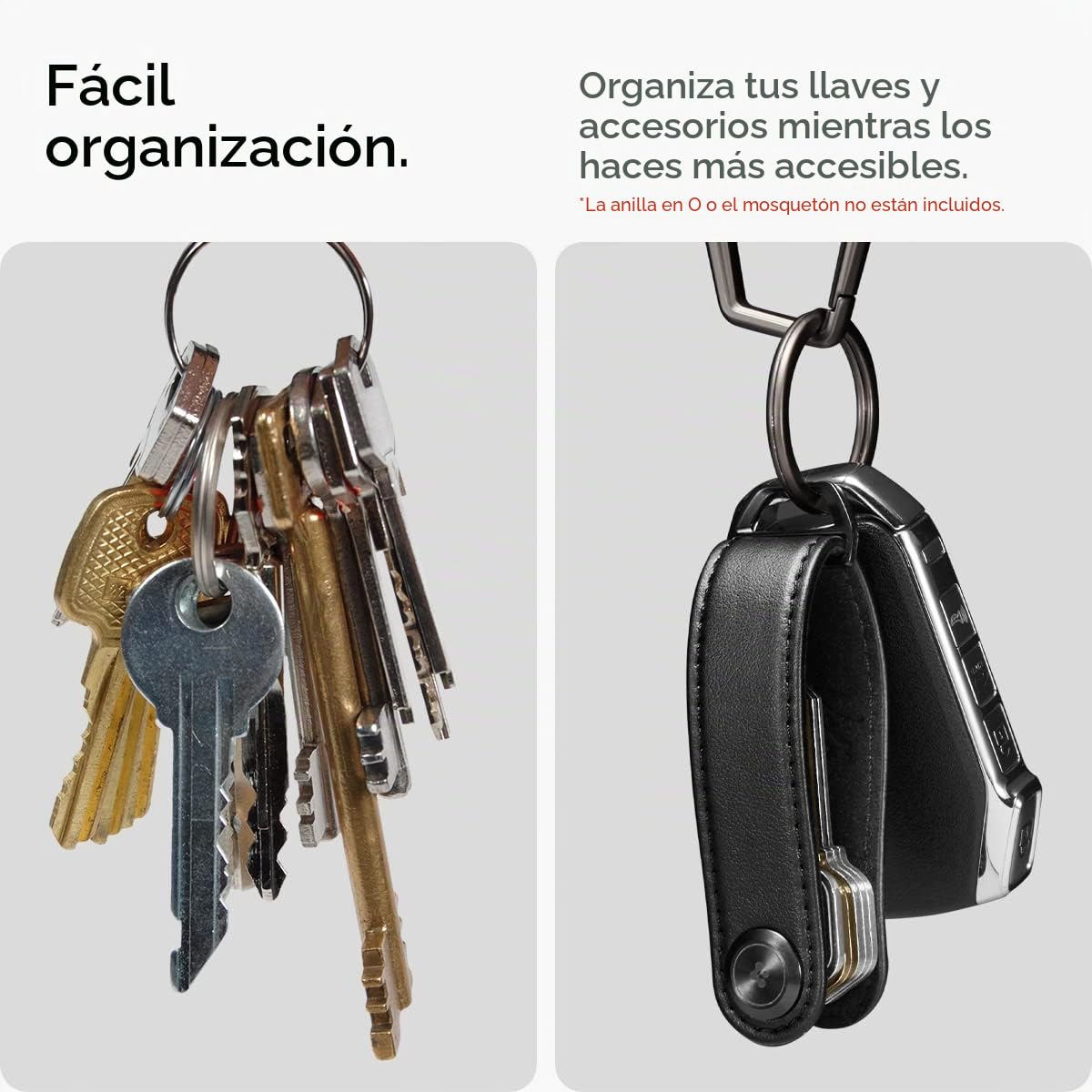 Spigen Valentinus Llavero de Cuero para hombres y mujeres - Negro