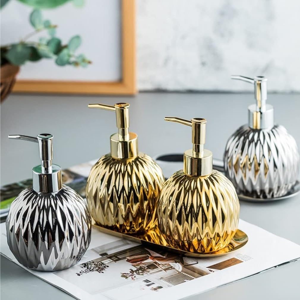 Dozownik Mydła Balsamu Hotelu Ceramiczny Dozownik Mydła W Płynie, Butelka Z Pompką Do Balsamu, Dekoracyjna Porcelana, Rąk Płynie Butelka(Gold)