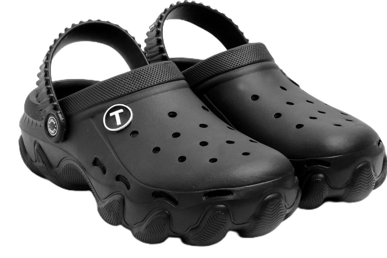 Stepzy Mens Clogs with Soft EVA Sole, Anti-Skid Grip, Quick-Dry Design and Adjustable Back Strap Waterproof Cushioned Footbed, Strong Grip Black-image-9