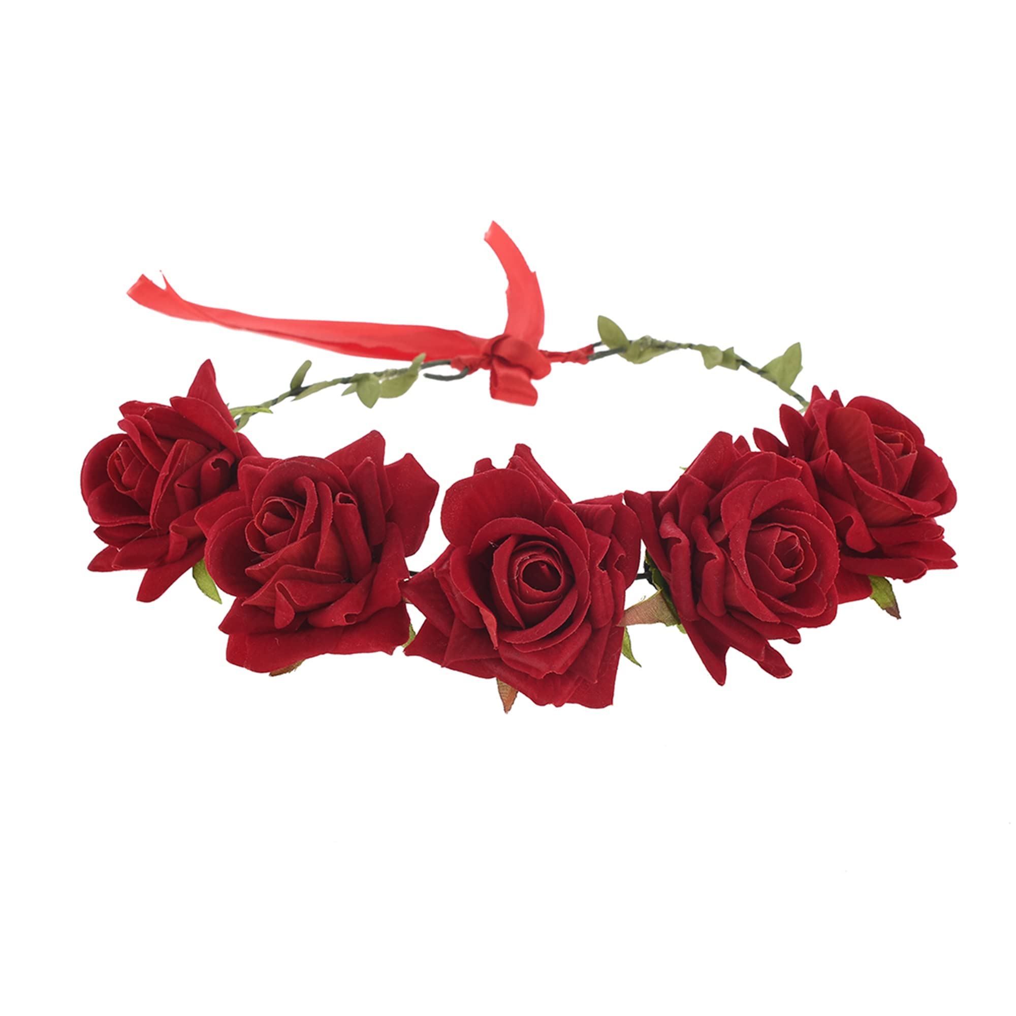 Sanjog Red Flower Gracious Handmade Tiara/Crown Head Wrap For Wedding Party Beach For Women/Girls (Red) (B07G491GBX) Amazon Price History, Amazon Price Tracker