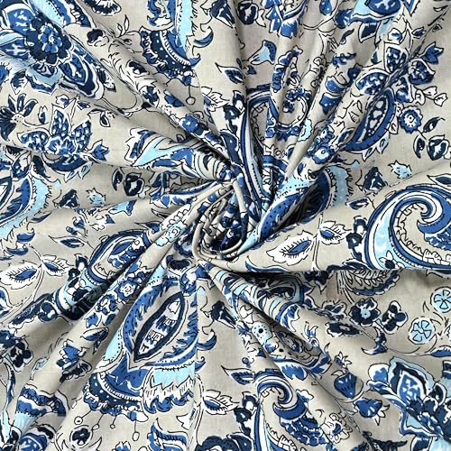 Image of India 100% Pure Cotton Jaipuri Printed Double Bedsheet with 2 Pillow Covers | Traditional Sanganeri Floral Design | Soft Breathable Fabric | King Size Bedsheet for Bedroom (Kaya43)
