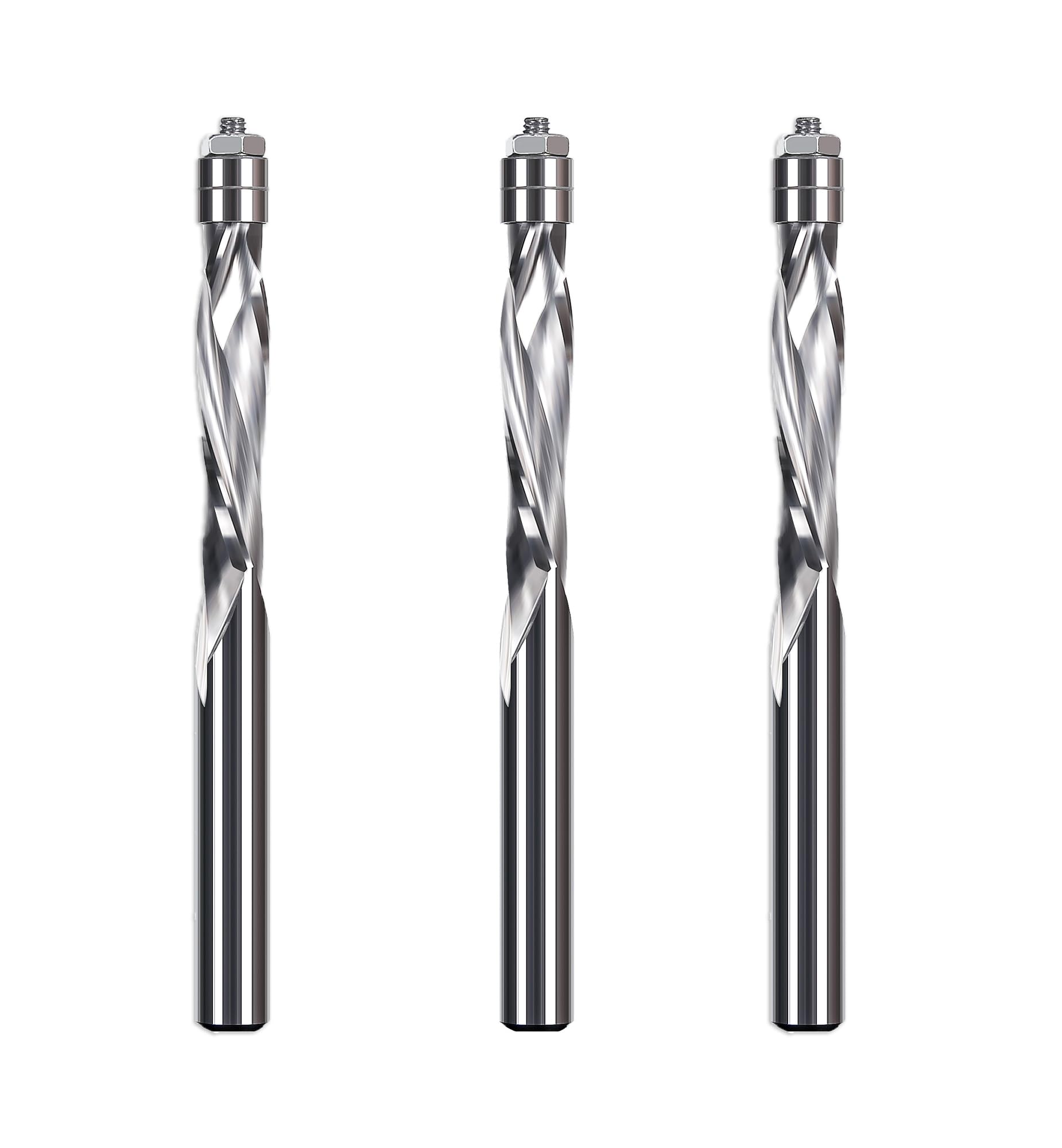 HUHAO3pcs Flush Trim Router 1/4-Inch Shank Solid Carbide CNC Router Up Down Cut Spiral Trim Router Bits for Woodworking Trimming