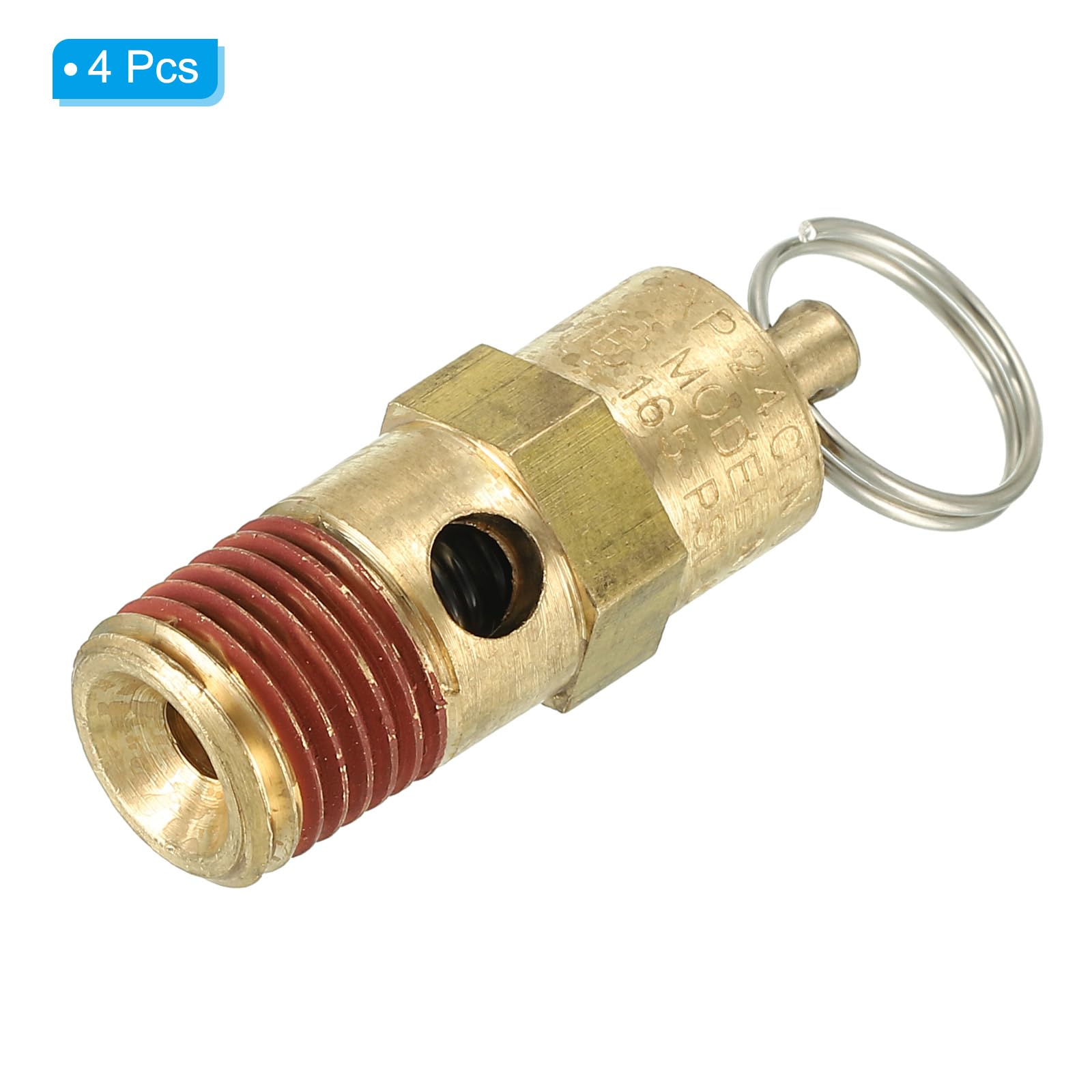 PATIKIL 1/4" Male NPT Safety Valve, 4 Pack Air Pressure Release Valve for Air Compressor 165PSI Set Pressure - Image 3