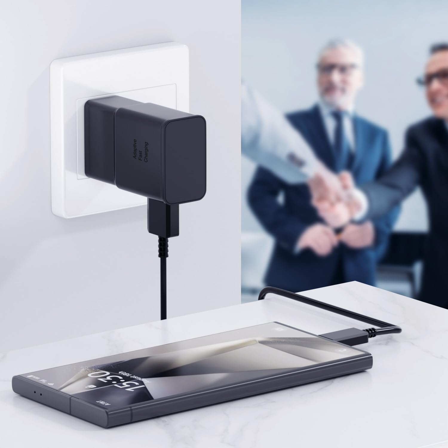 Cargador tipo C, carga rápida, paquete de 2 cargadores USB C Android de pared para teléfono y cable de carga de 1,8 m para Samsung Galaxy S26/S25/S24/S23/S22/S21/S20/S10/S10/S10E/S9