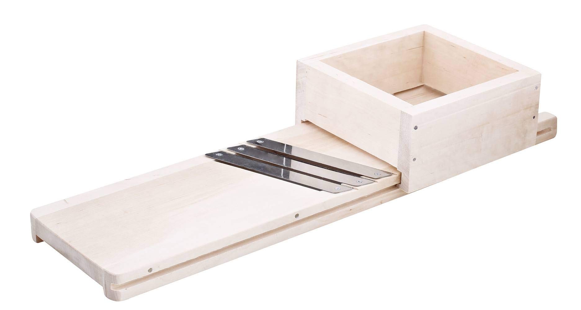 Maquinilla De mandolinas chucrut Rallador de verduras Madera con 3 cuchillos y cajón (56 cm)