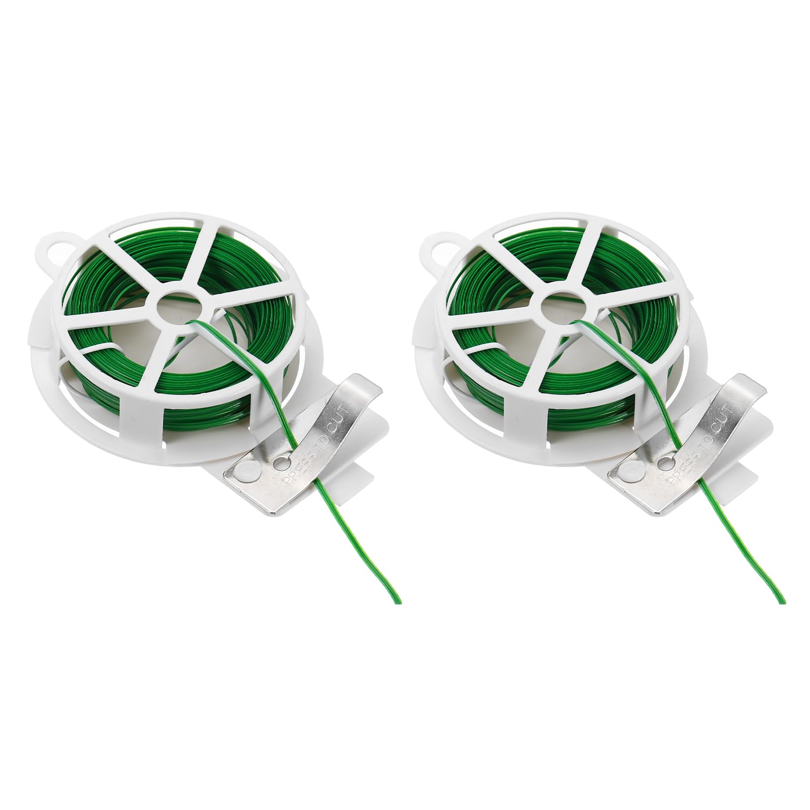 sourcing map 2pcs Twist Tie with Cutter 65.6FT (20m) Garden Plant Ties Garden Twine Support Wire for Gardening Plant Support Growth Care Home Office Cable Organization, Green