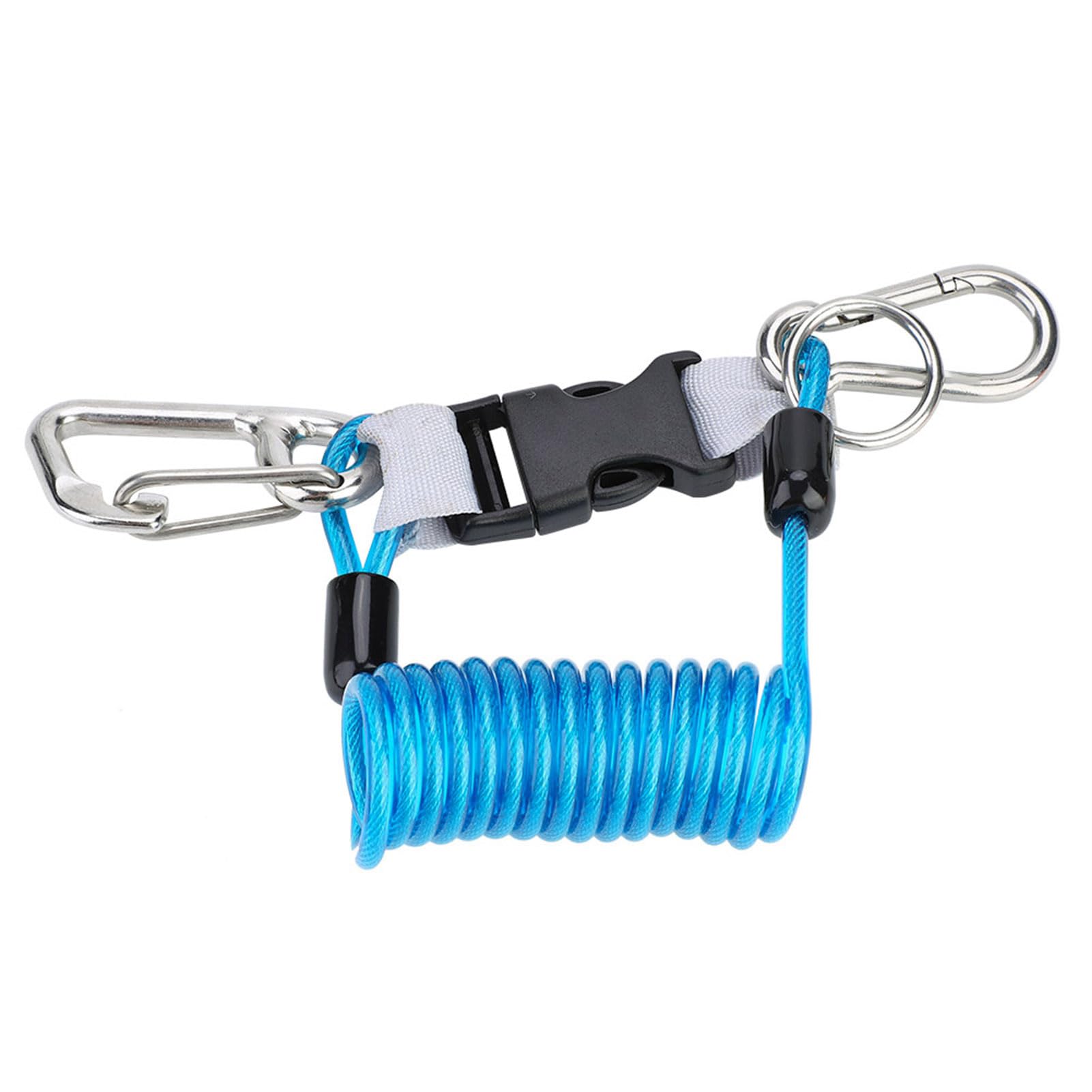 UPALDHOU Diving Coil Safety Lanyard Keep Diving Emergency Tool for Underwater Photography Quick Release Buckle, Great for Diving, Stainless Steel Clips (#1)