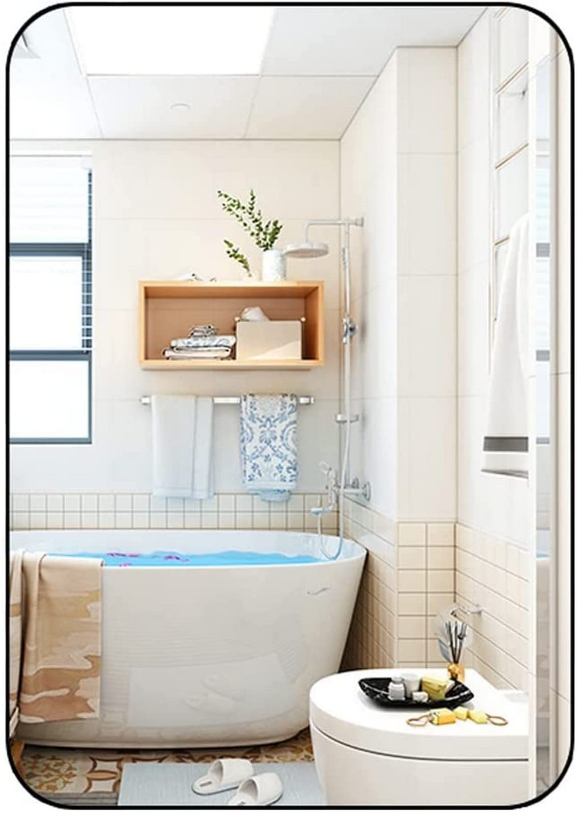 Bathroom Mirror Cosmetic Mirror Wall Mirror Wall Mirror Rectangular Bathroom Mirrors Large Metal Frame Vanity Makeup Mirror Modern