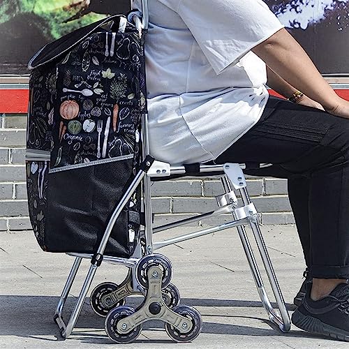 QZQJUILU Einkaufstrolley Einkaufswagen, Tragbarer Treppensteigerwagen, Faltbarer Einkaufswagen, Abnehmbarer Einkaufstasche Mit Rädern, Treppensteiger-Einkaufswagen – Bild 4