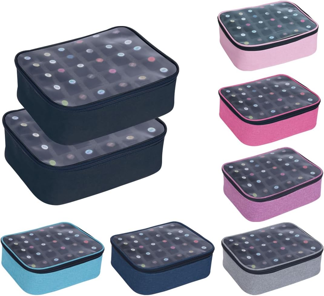 2 Pcs Small Clear Nail Polish Organizer Holds 60 bottles(15ml-0.5fl.oz) Nail Polish Case Multifunctional Nail Polish Bag organizer, Cosmetic Travel Makeup Cases for Women Black