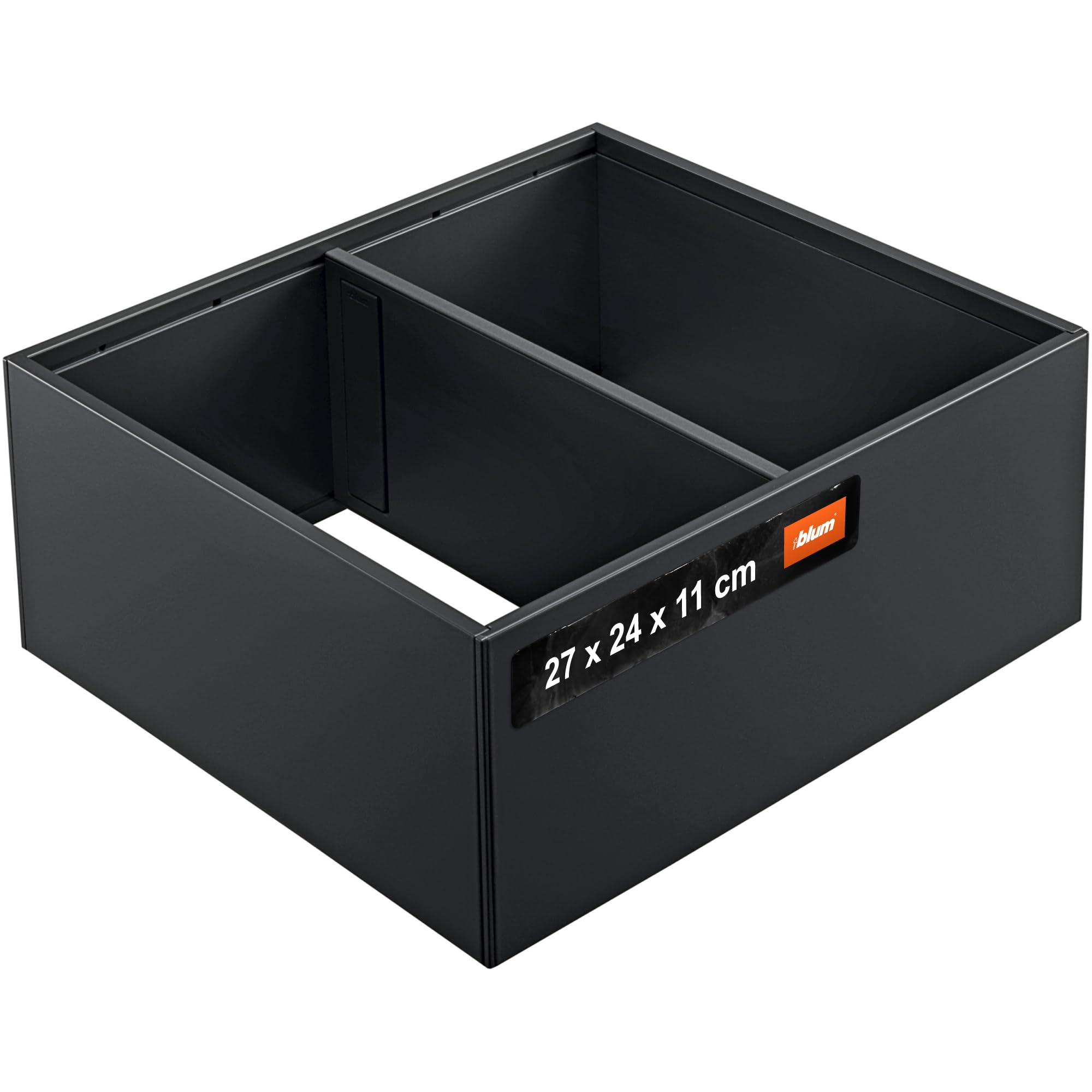 Blum AMBIA-LINE drawer organiser in powder-coated steel | ideally suited for use in kitchen, bathroom & living area | modularly expandable | 37×22×11 cm | with magnetic plate | Carbon Black