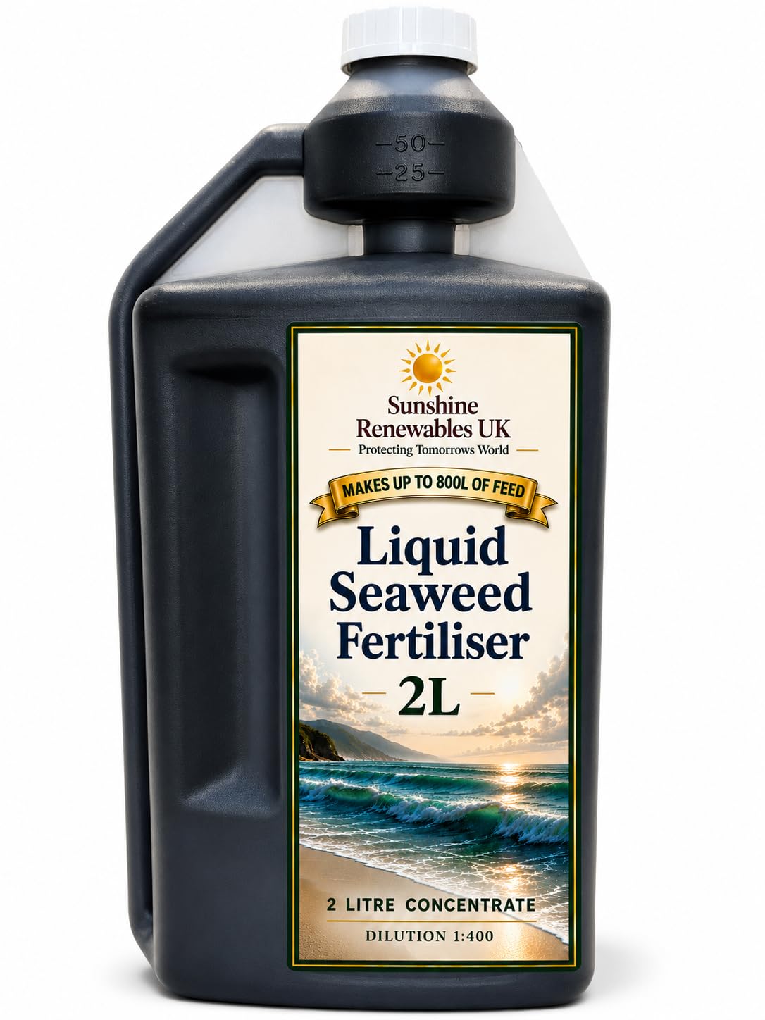 Seaweed Fertiliser Liquid 2L – Ultra concentrated 1:400 - Organic Plant Feed & Natural Growth Booster for Vegetables, Flowers, Lawns & All Plants — image 1