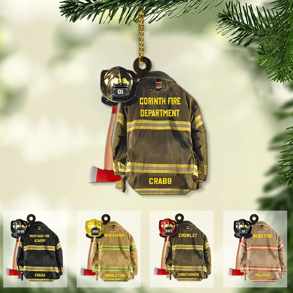 ST2 Personalized Fireman Ornament, Custom Firefighter Gift for Christmas