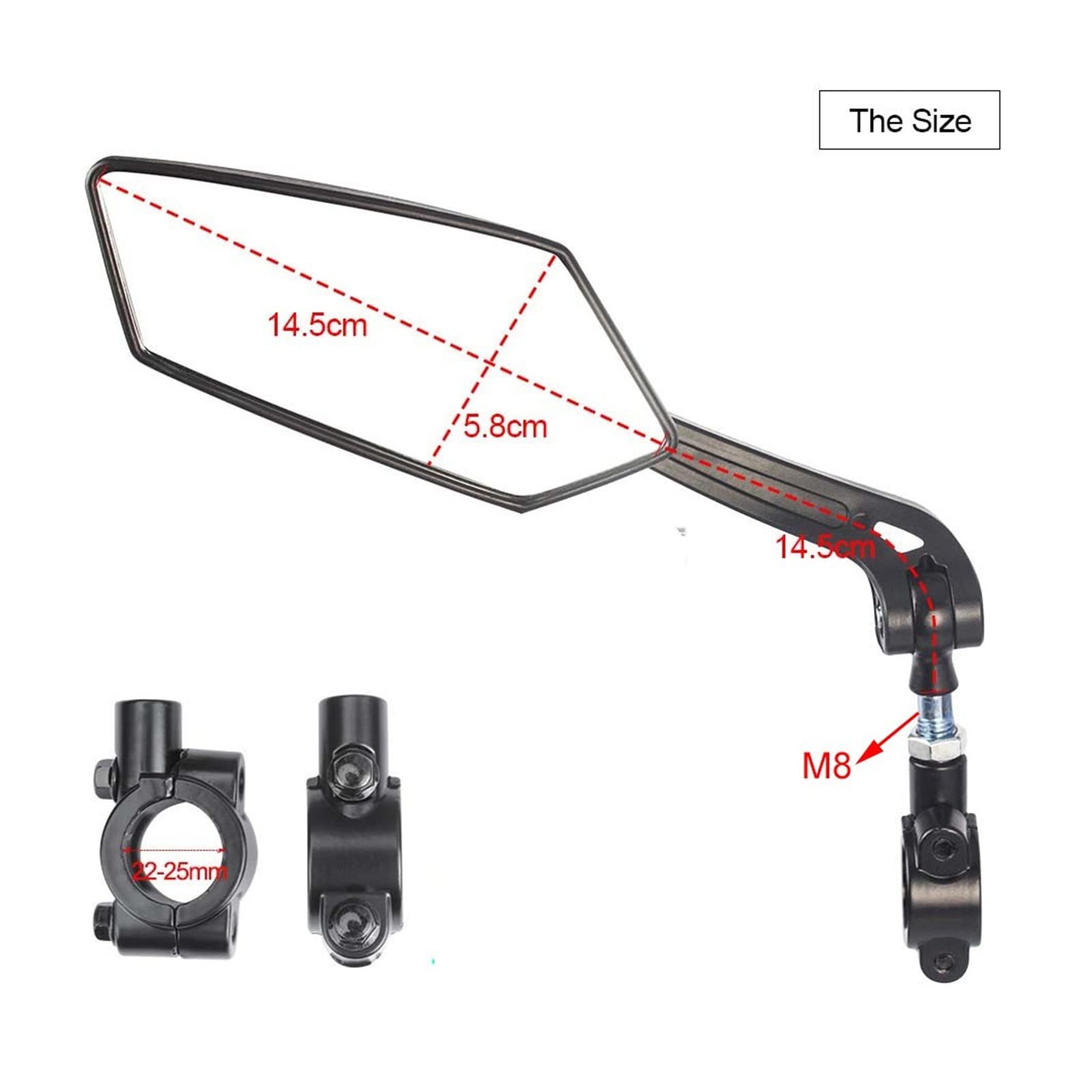 Rückspiegel Fahrradzubehör Fahrradrückspiegel Reflektor Verstellbarer drehbarer Lenkerspiegel Klarer Rückspiegel für Elektroroller Universal-Rückspiegel (EIN Set)