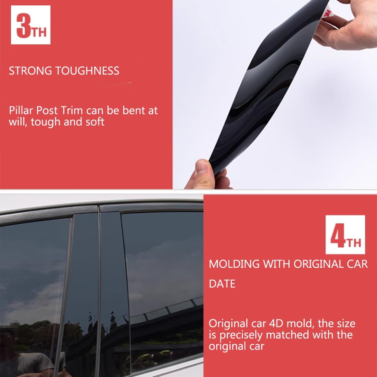 Charger Side Door Window Trim Set - 6pcs Pillar Post Decal Trim Gloss Black Replacement (Charger 2011-2021)