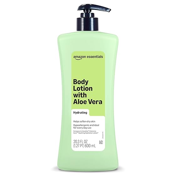 Amazon Essentials Hydrating Body Lotion with Aloe Vera, Hypoallergenic Formula for Daily Use, 20.3 Fl Oz
