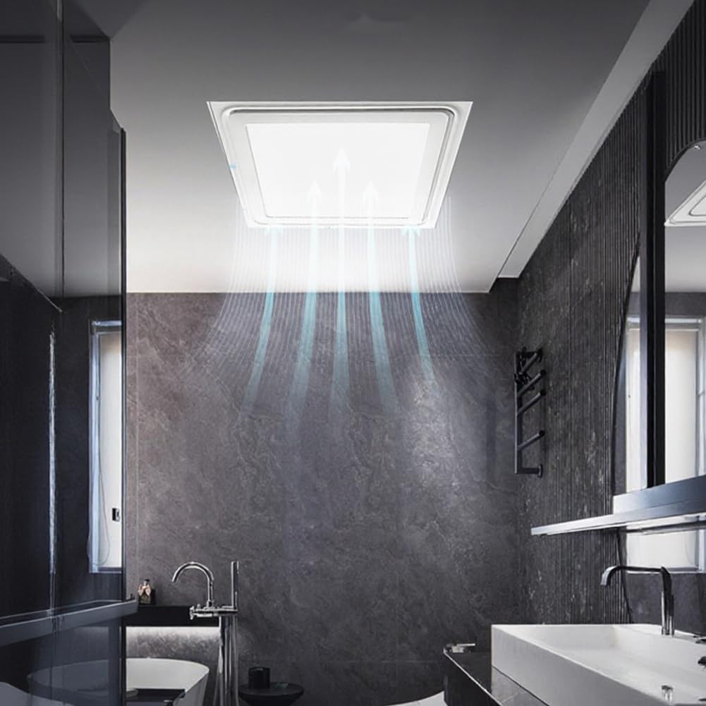 Extractor para baño silencioso con luz LED integrada, funcionamiento ultrasilencioso a 0,9 sones, potente eliminación de vapor y humedad para baños (30 cm)