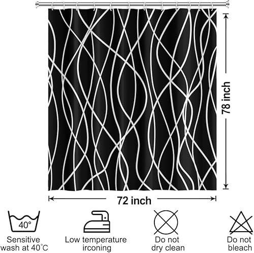 Miniatura 229 de Cortina de ducha pequeña a rayas gris claro degradado para baño, 36 x 72 pulgadas, juego de cortina de ducha geométrica para cabina de RV con Gris