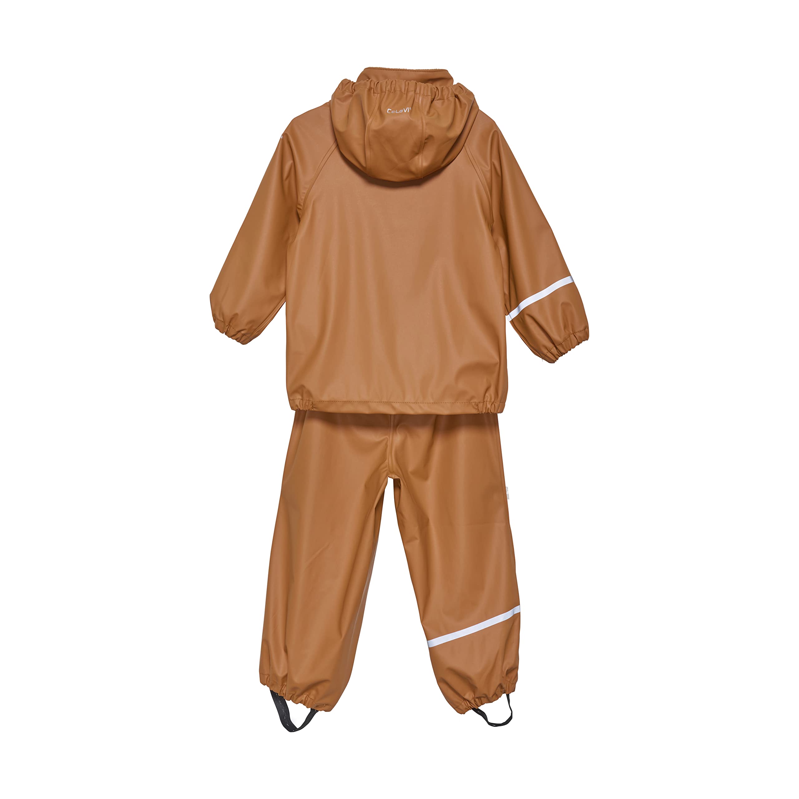 Celavi Unisex Kids Basic Rainwear Set-Recycle PU Rain Jacket, Amber Brown, 110, brązowy, 110
