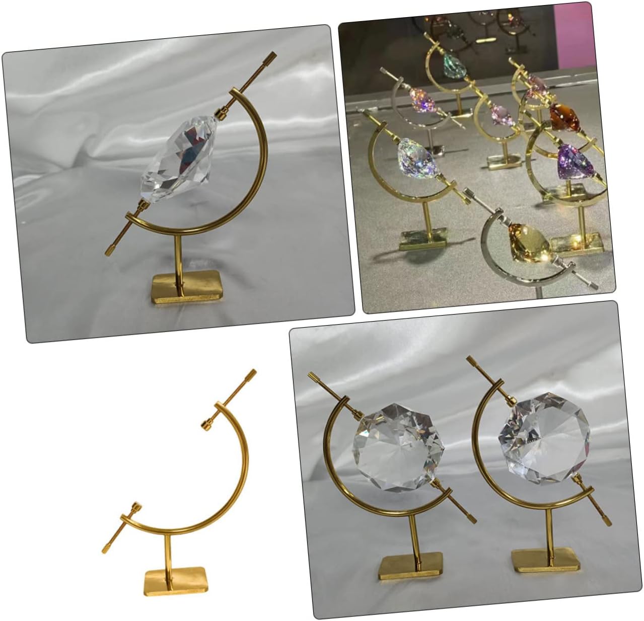 Adjustable Metal Crystal Display Stand Holder for Sphere Gold Color Wear-Resistant Design for Showcasing Crystals and Ornaments for Home Decor and Exhibitions