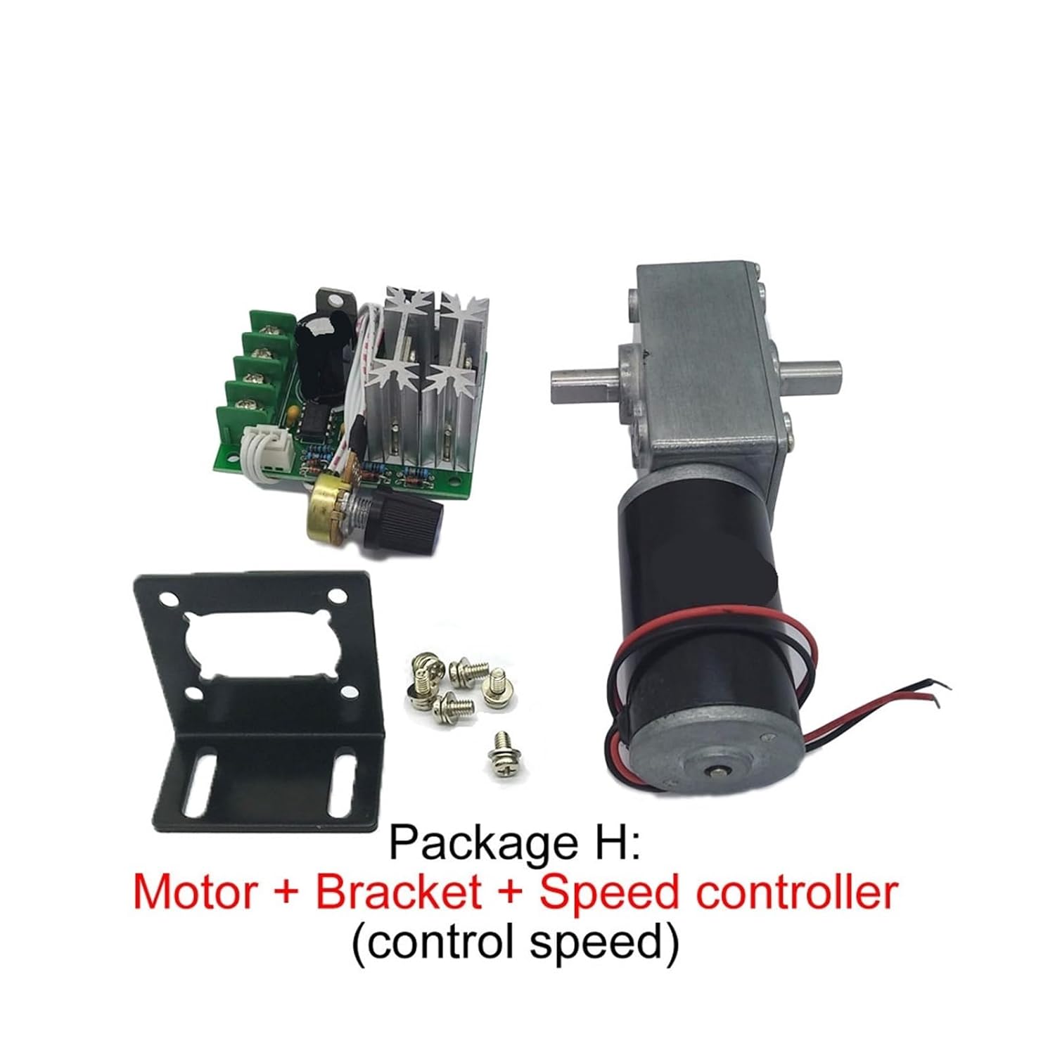 A58SW31ZYS DC Worm Gear Motor 12-24V Double Shaft Reducer Self Locking Gerabox Reversible Micro Motor 5rpm Customized(Package A,12V 470rpm)