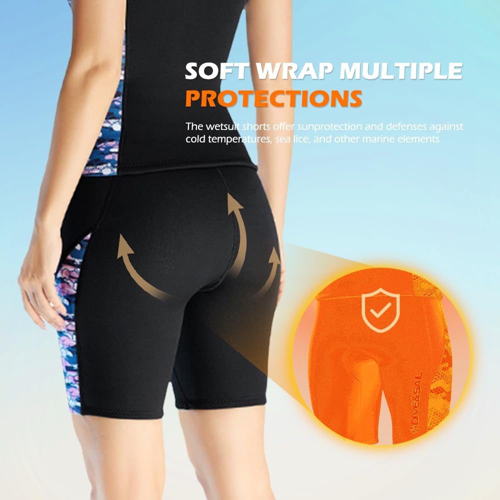 Damen-Neoprenhose, Neopren-Shorts, 2 mm, Thermo-Schwimm-Leggings mit verstellbarem Kordelzug am Bund zum Surfen, Tauchen, Kajakfahren