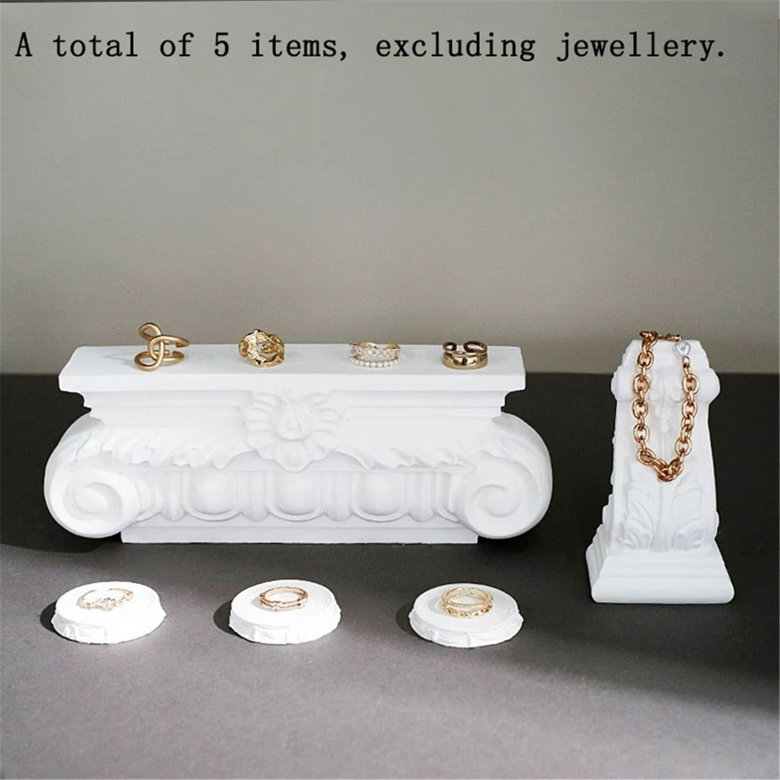 Estetyka 5 Pack Roman Column Gypsum Jewelry Display Stand Set