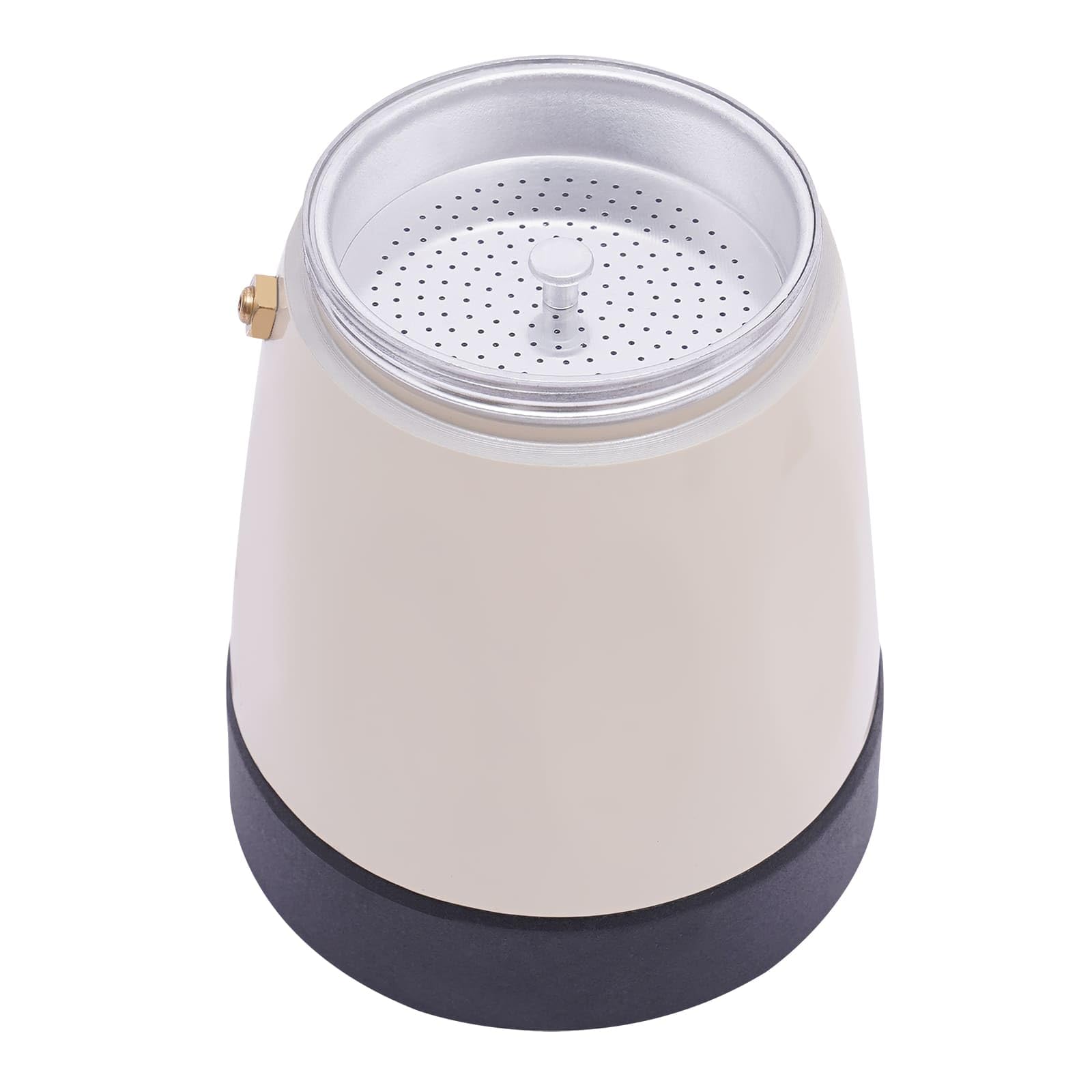 Cafetera eléctrica italiana con base para 6 tazas de café espresso, 300 ml, 480 W, aleación de aluminio, giratorio de 360 grados, 10,2 x 19,5 cm (blanco crema)