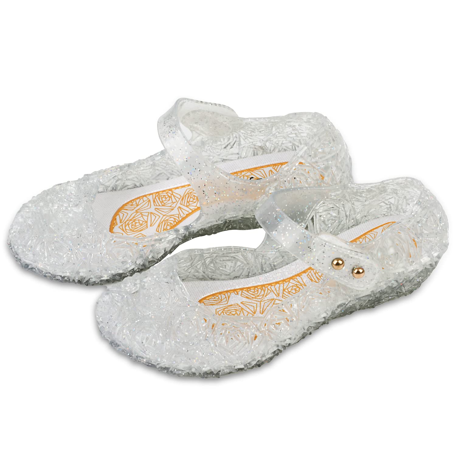 AmtidyFlats Mary Jane Dance Party Cosplay Shoes, Snow Queen Princess Birthday Sandals for Little Girls, Toddler