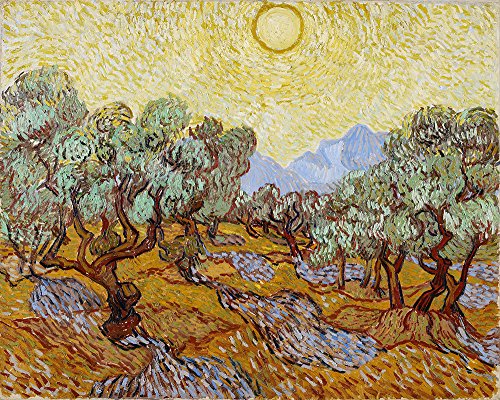 Cuadro de Van Gogh de Los Olivos pequeño con marco marrón de calidad 2