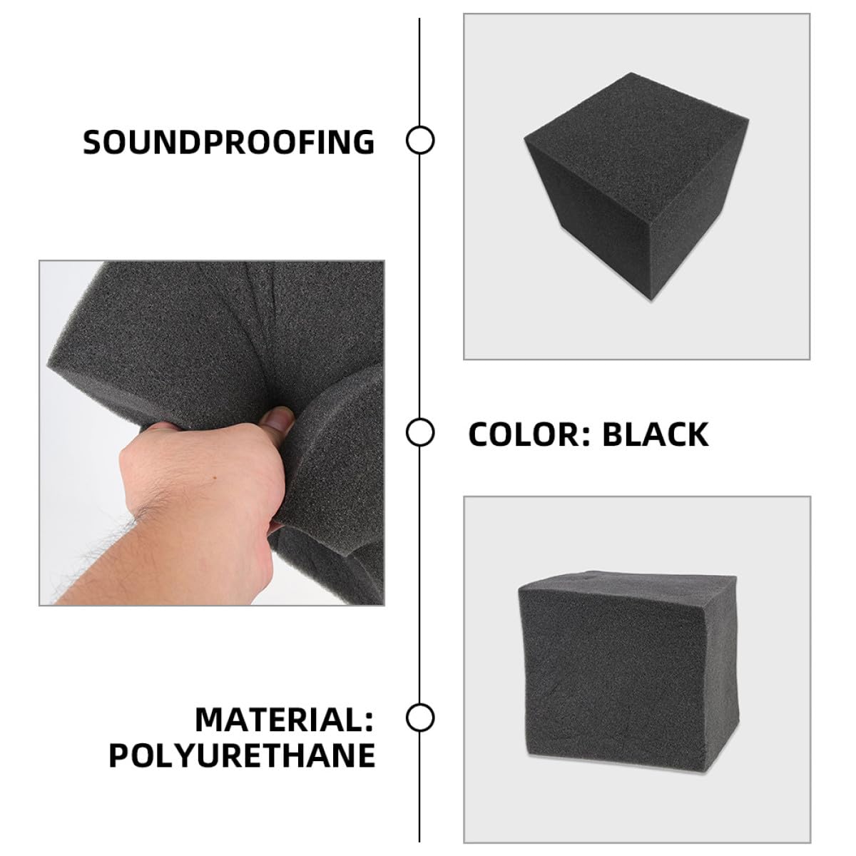 VICASKY Isolamento Acustico per Assorbimento Acustico a Forma di Cubo 6pezzi in Poliuretano Nero e Facile Installazione, per Riduzione Rumore Pareti