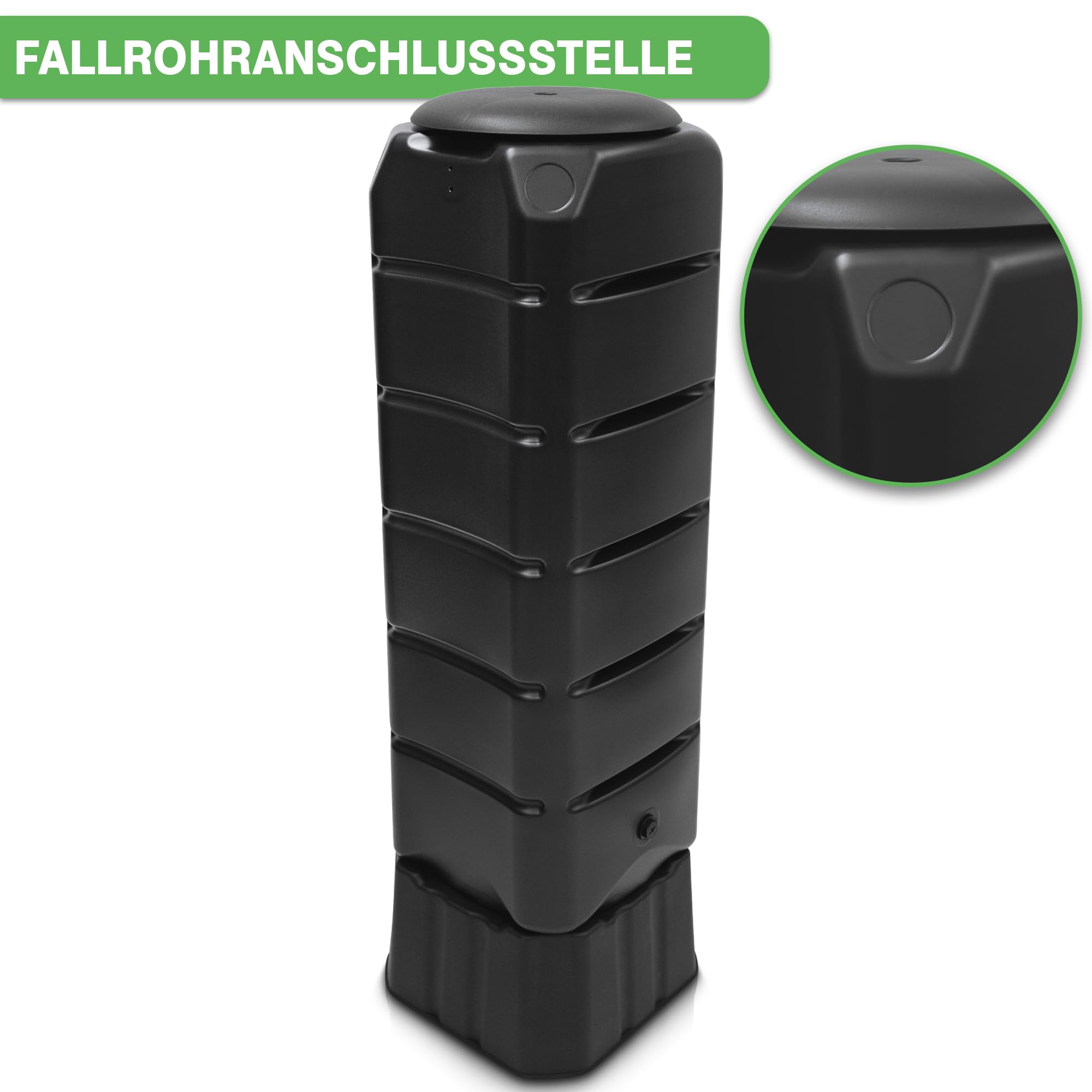 YourCasa Regentonne [Tower] 120L mit Standfuss, Deckel & Wasserhahn - Regenfass Frostsicher aus Kunststoff - Regenwassertonne - Regenwassertank Garten Wassertank Regensammler (Anthrazit)