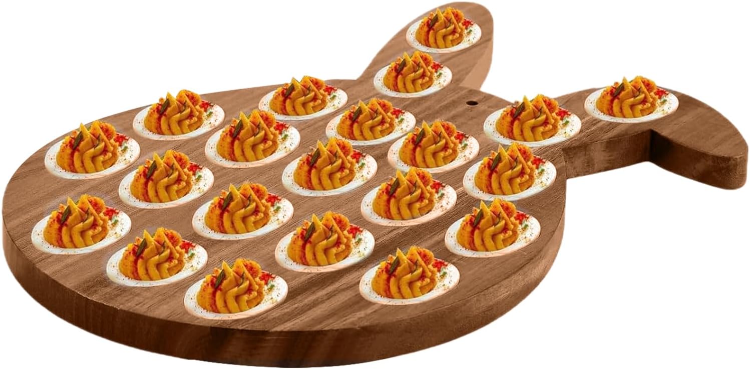 Easter Deviled Egg Tray | 21-Hole Bunny Charcuterie Platter - Spring Deviled Egg Holder - for Home Cooks Party Hosts Entertainers Families Dessert Table Gatherings Spring Event Celebrations