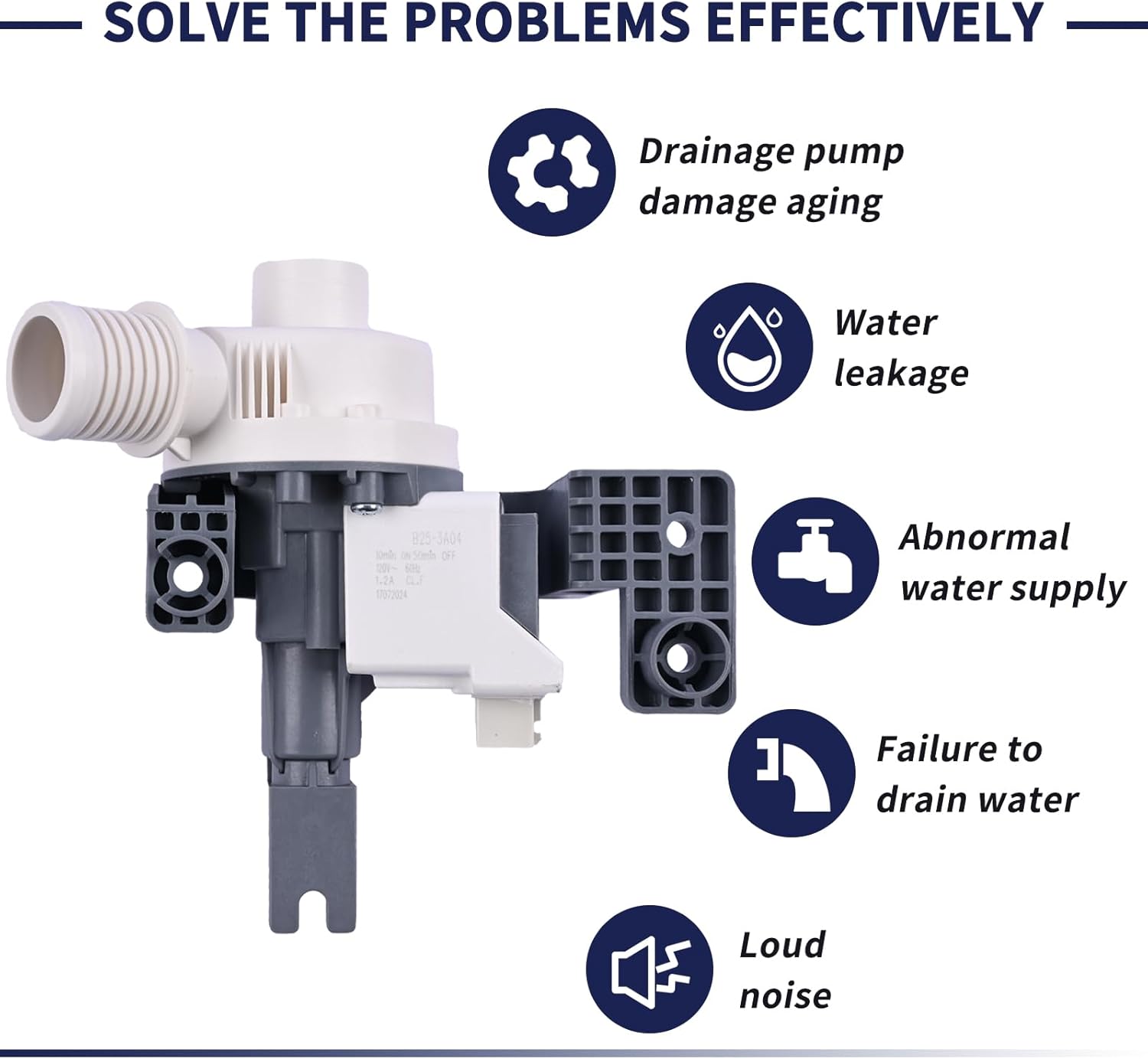 2025 Upgrade W11396717 W11263349 Washer Drain Pump Compatible with Whirlpool Maytag Kenmore Washing Machine Water Drain Pump Repalce W11396717 W11263349 120V 60Hz 1.2A