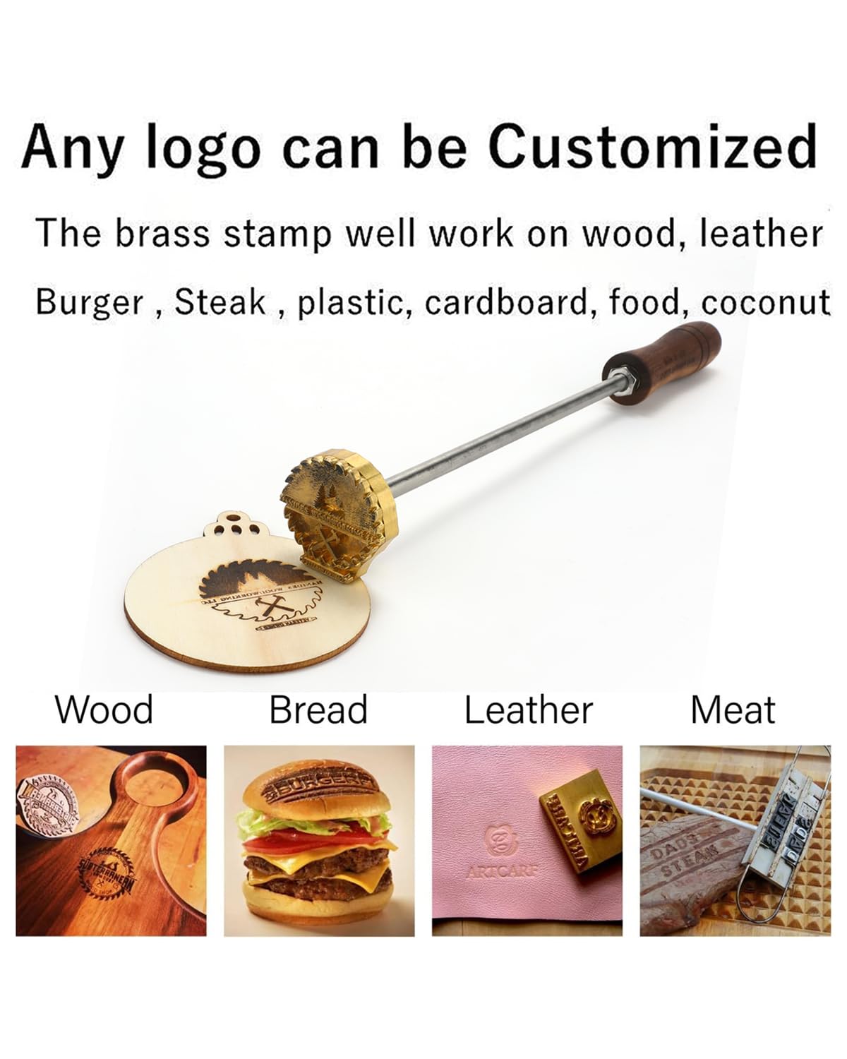 Branding Eisen Benutzerdefinierte Metall Branding Eisen für Holz Branding Eisen Stempel für Holz Fleisch Papier Kunststoff (5,1 x 5,1 cm)