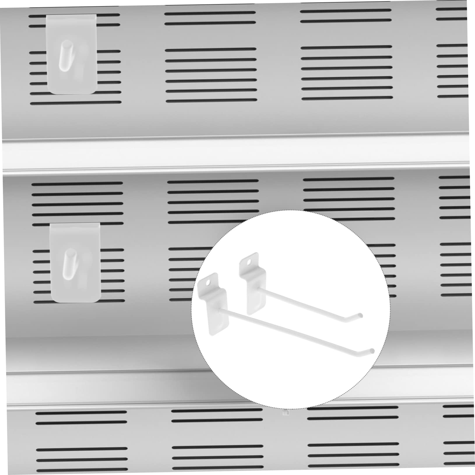 Ganci Pannelli in Bianco Dogati 30 Pezzi Ferro | Garage e Slat Wall, Facili da Installare e Rimuovere, per Esporre Accessori e Gioielli