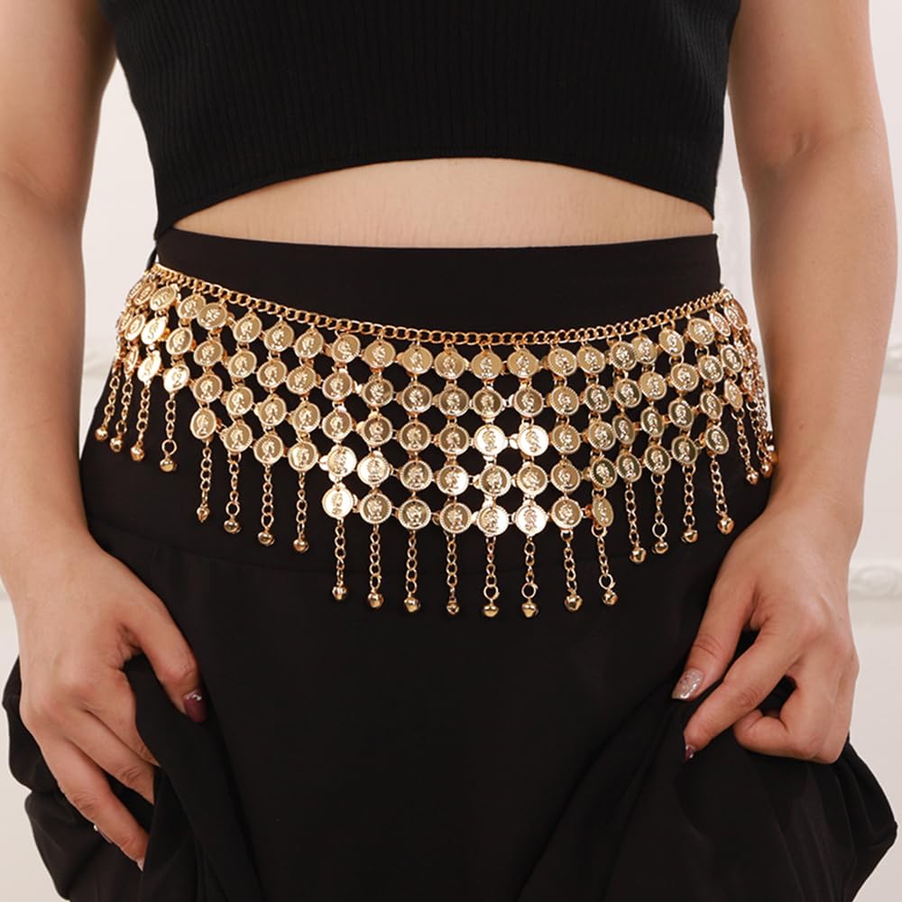 Coin Gold Chain Hip Belt Gold Chain Belt Woman Shimmering Belly