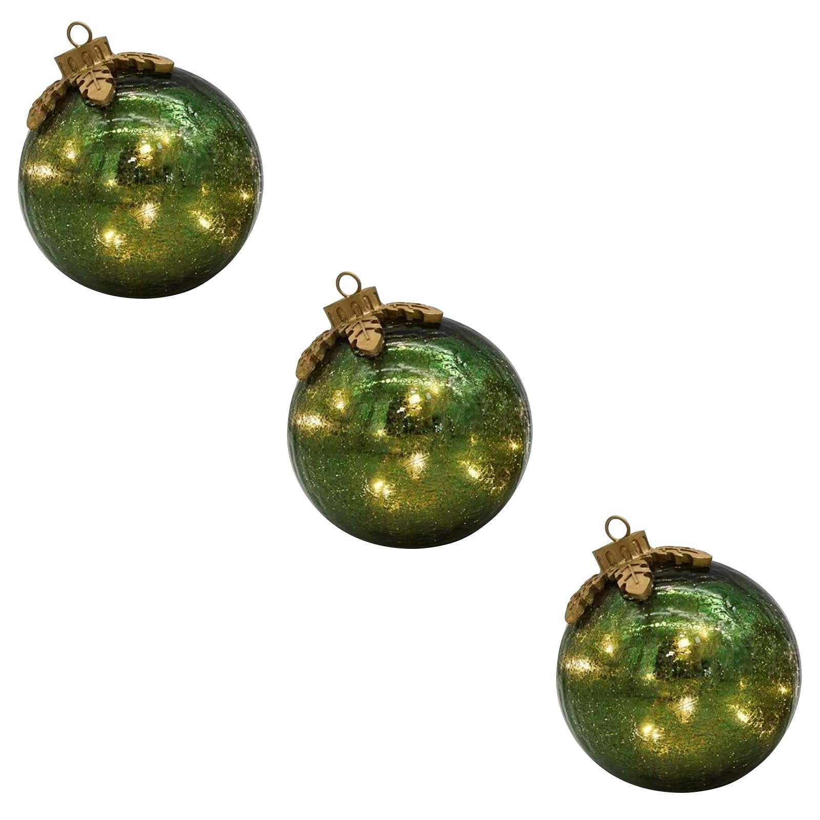 Buxuaaaa 3PCs Christmas Tree Accent Pieces Cordless Decorative Sphere with 6H Timer for Fireplaces Dinner Table Styling Battery Operated Christmas Decor