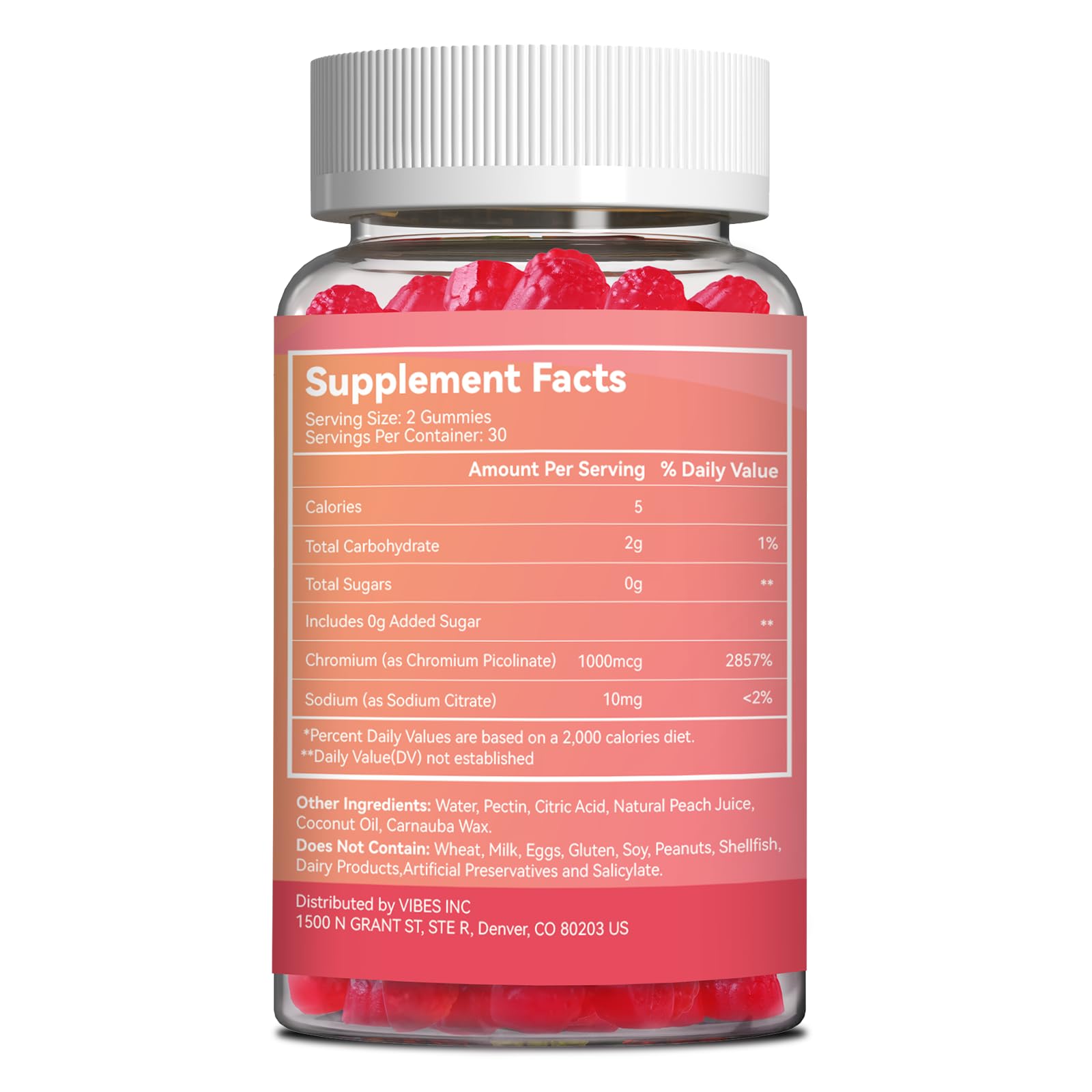 Chromium Picolinate Gummies 1000 mcg, Vegan, Gluten-Free, Peach Flavor, 60 Vegan Gummies — Amazon image 7
