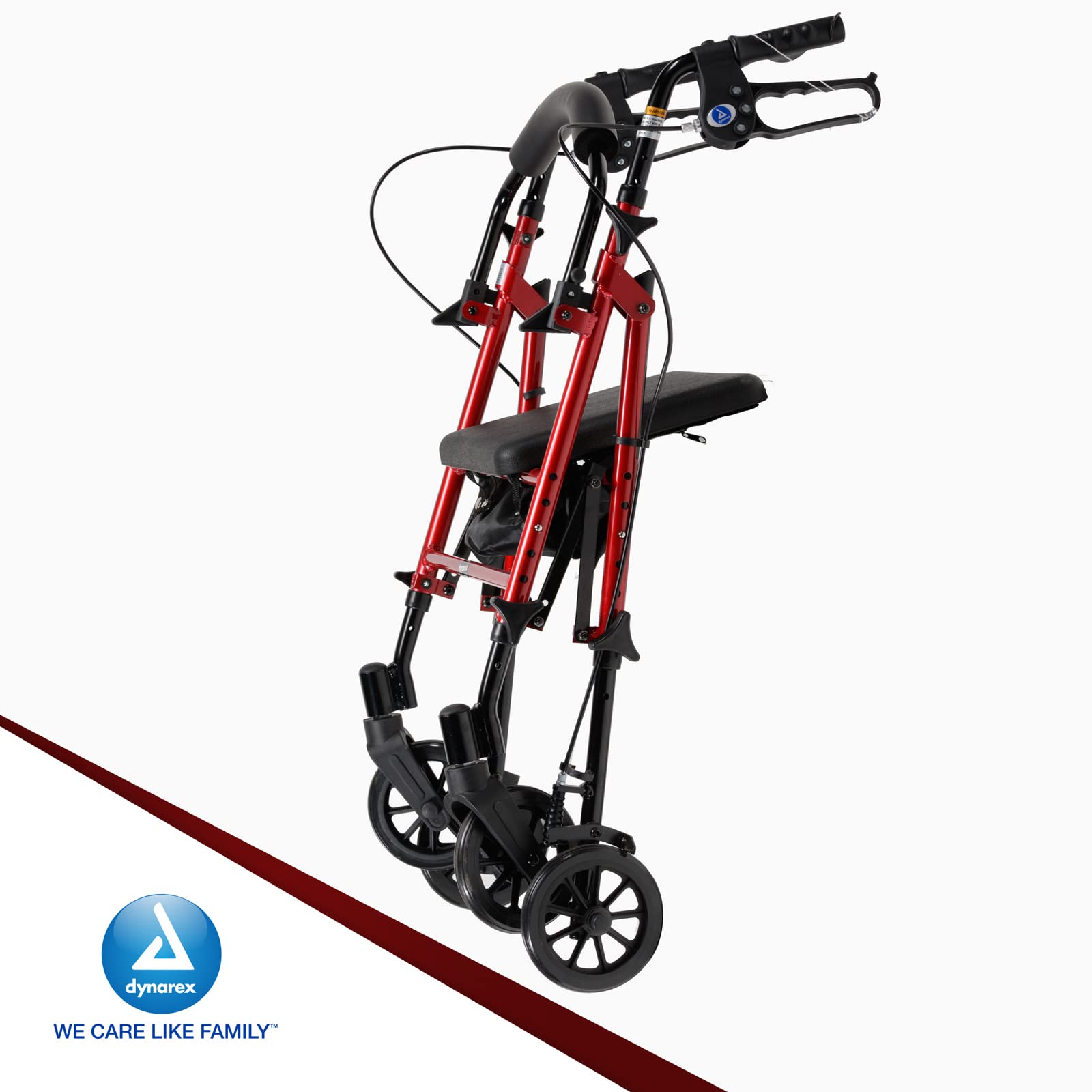 DynaGo Flex Foldable Aluminum Rollator with Adjustable Seat Height and Detachable Caster, Red — Amazon image 7