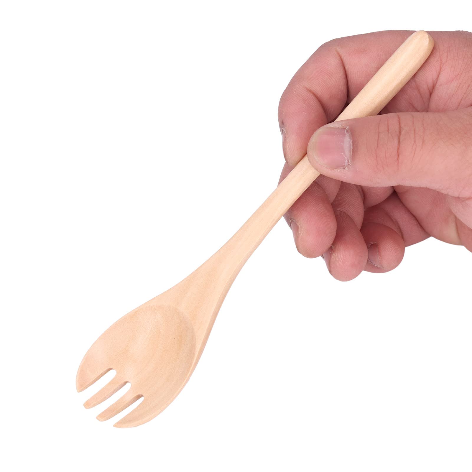 Wood Spork, Reusable Cutlery Wooden Spork for Everyday Household Use Long Handle Dessert Spork Ice Cream Salad Spoon Fork Wood Spork for Fruit Appetizer Dessert