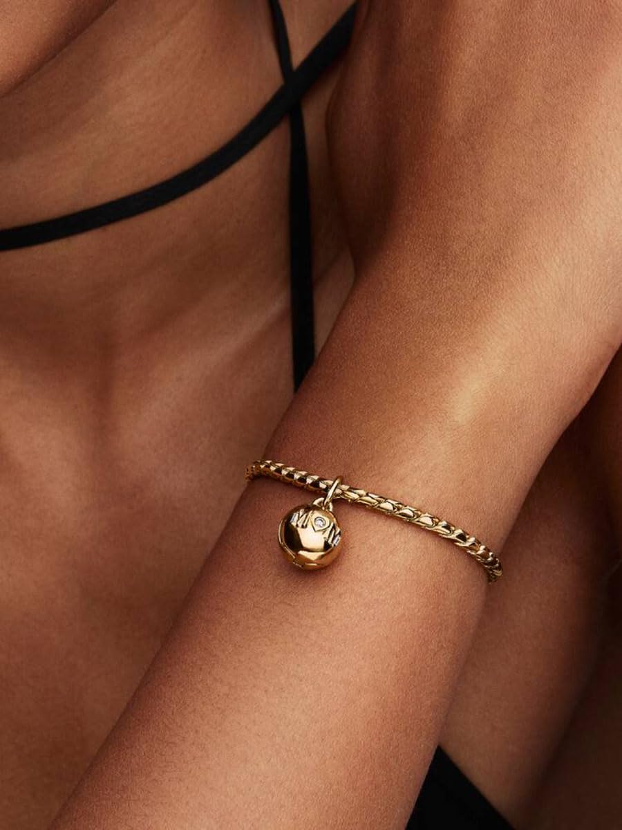 PANDORA Charm Mama zawieszka otwierana z 14-karatowym złotem, zawieszka z grawerunkiem "Ich liebe dich und Cubic Ziria", kompatybilna z Moments ME, 764457C01