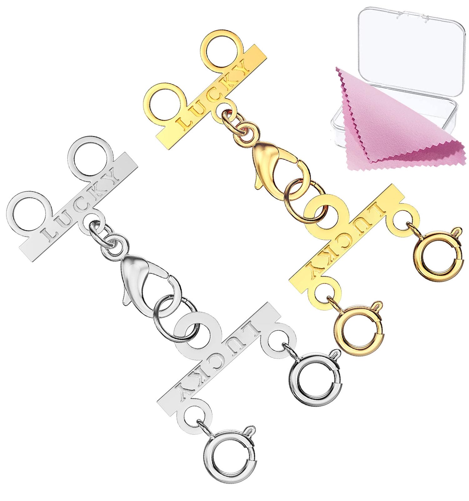 Lucky Necklace Layering Clasp Womens Jewelry Separators 18K Gold and Silver Multiple Necklace Clasp Look