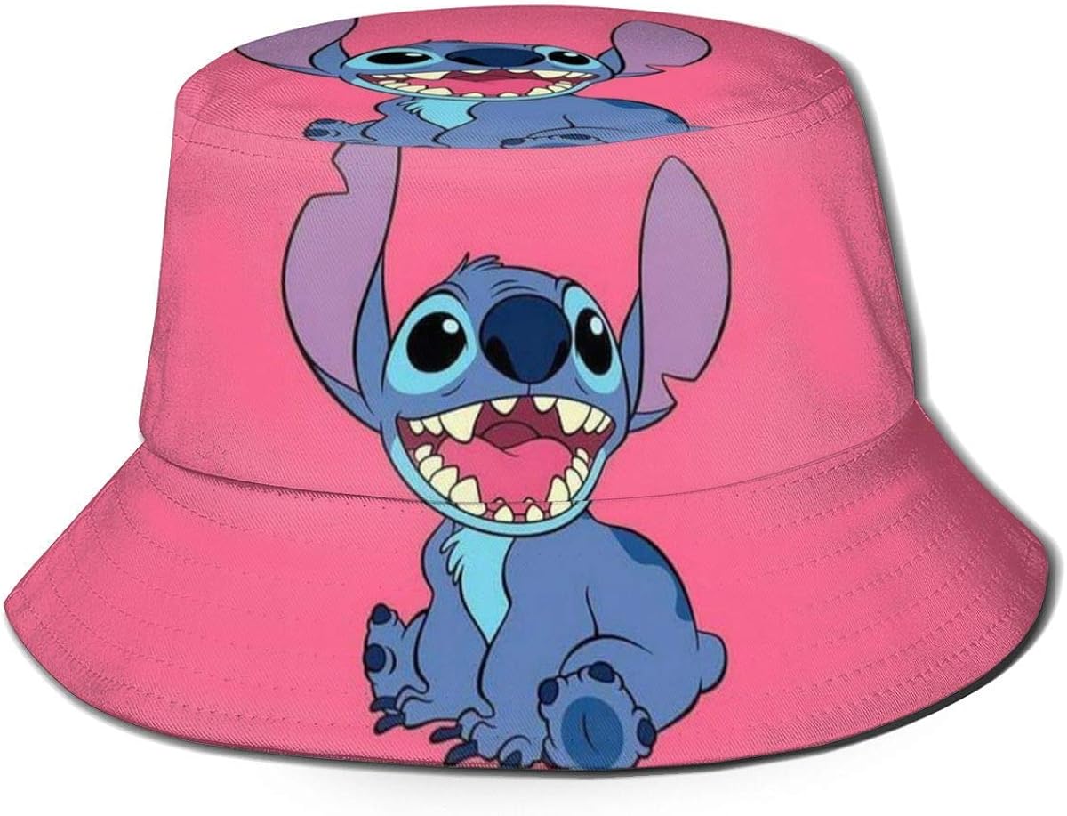 KINGAM Lilo Stitch Bucket Hat Fisherman's Hats Unisex Printed Double