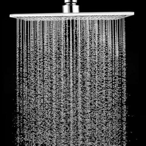 Image of Stainless Steel 304 Shower Head | 1Pc, 4 x 4In Size, Silver | Heavy Metal, Ultra Slim Square Luxury Bathroom Overhead Shower - Soft