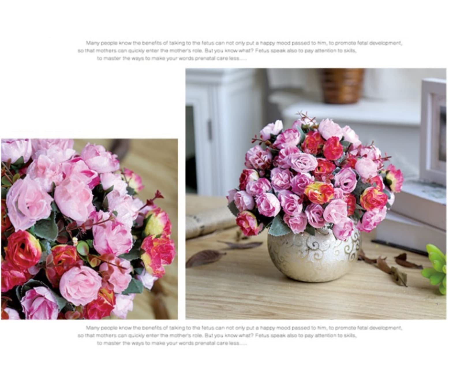 Composizioni Floreali, Bellissimi Fiori Artificiali, Fiori di Stoffa, Finti vasi per Fiori, Decorazioni per la casa, Decorazioni per Interni (A 21 cm)