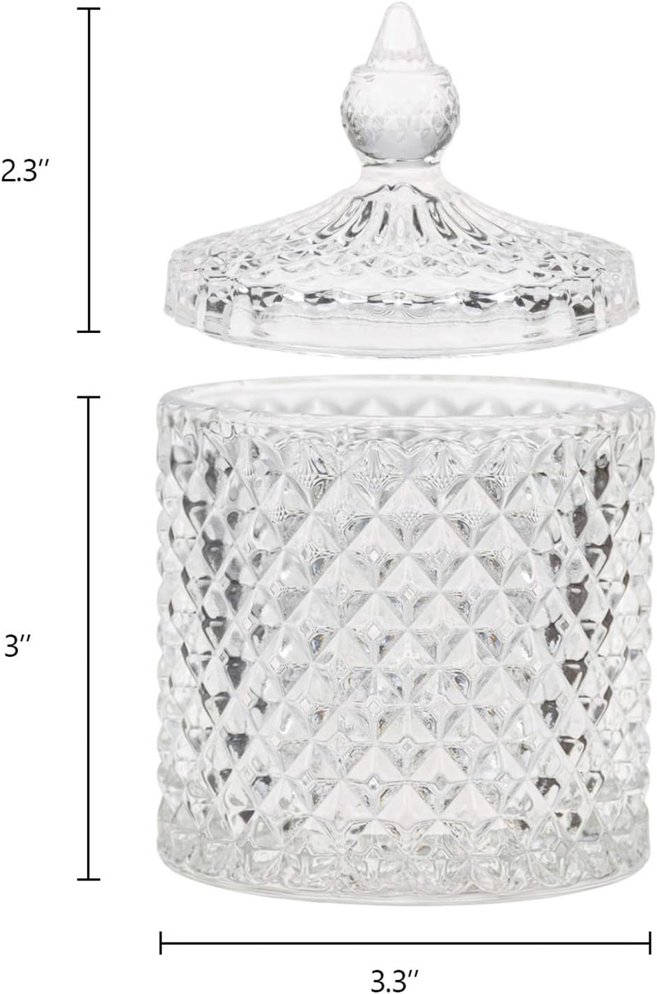 Hedume 4 Pack Crystal Diamond Faceted Jar with Crystal Lid, Glass Food Storage Organization Set Suitable as Candy Dish, Cookie Tin, Decorative Sugar Bowl (Diameter 3.3 Inch) - Image 4